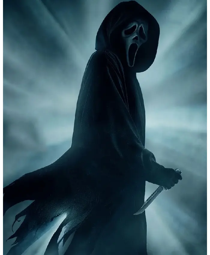 Scream 2022 Movie Ghost Black Wool Hooded Coat
