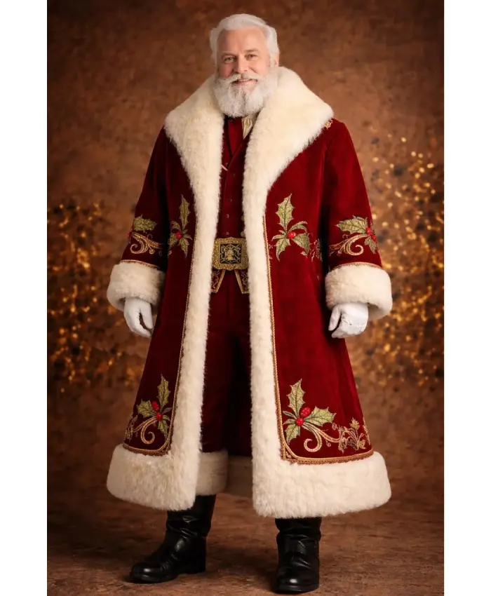 North Pole Santa Velvet Christmas Coat with Fur trim