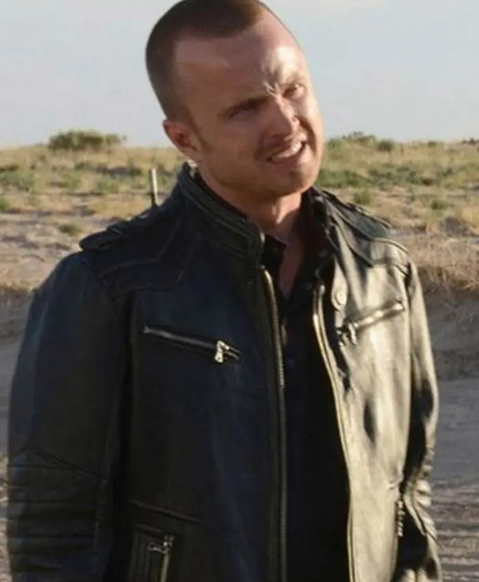 Aaron Paul Breaking Bad Black Leather Jacket