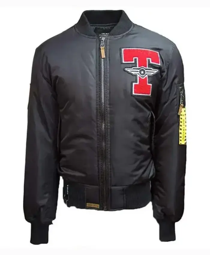 Top Gun MA-1 Tomcat Zip Up Black Parachute Bomber Jacket
