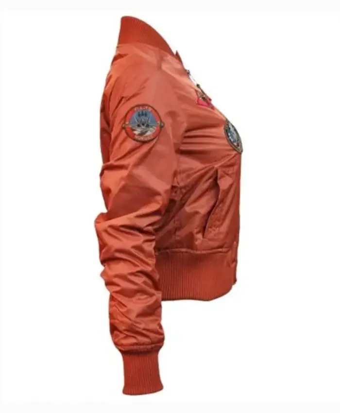 Top Gun MA-1 Rust Women’s Flight Satin Bomber Jacket