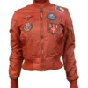 Top Gun MA-1 Rust Women’s Flight Satin Bomber Jacket