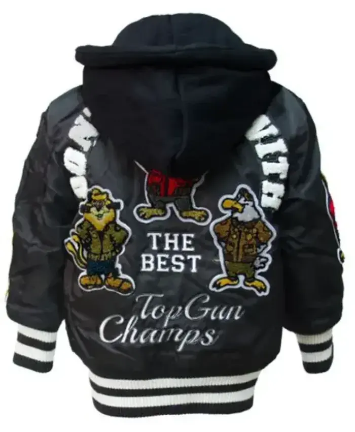 Top Gun MA-1 Champs 96 Zip Up Black Stripe Bomber Jacket