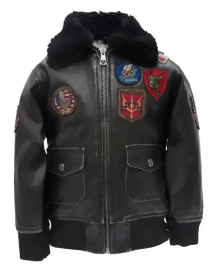 Top Gun G-1 Black Leather Aviator Bomber Sherpa Jacket