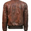 Top Gun Flying Tigers Brown Zip Up Leather Bomber Jacket