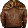 Top Gun Cap Aviator Brown Leather Jacket With Fur Hood