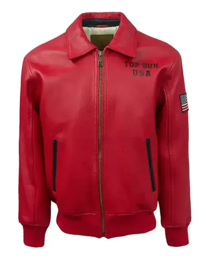 Top Gun USA Lady Lucky Red Bomber Zip Up Jacket