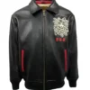 Top Gun Medusa Classic Zip Up Black Leather Bomber Jacket
