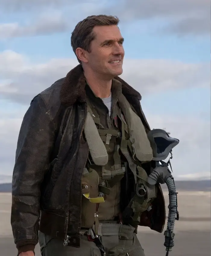 Top Gun Maverick Jon Hamm A2 Aviator Leather Sherpa Jacket