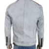 Top Gun Aircraft Dept Sea Bees Distressed White Leather Jacket