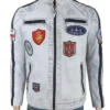 Top Gun Aircraft Dept Sea Bees Distressed White Leather Jacket