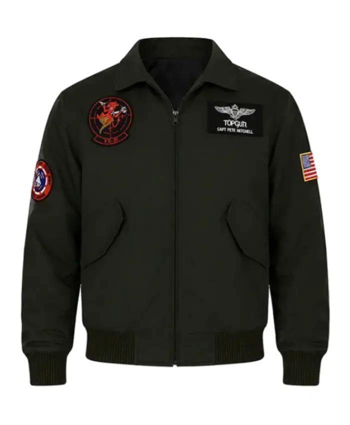 Tom Cruise Top Gun Maverick 2 Dark Green Bomber Jacket