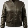 Jennifer Connelly Top Gun Maverick Satin Cropped Bomber Jacket