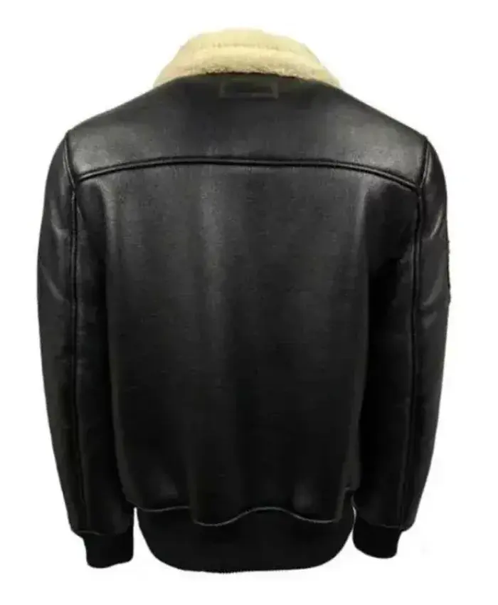 Jared Top Gun Shearling Fur B3 Black Leather Jacket