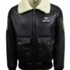 Jared Top Gun Shearling Fur B3 Black Leather Jacket