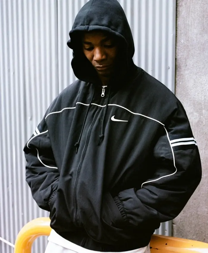 Supreme x Nike Black Nylon Hooded Jacket
