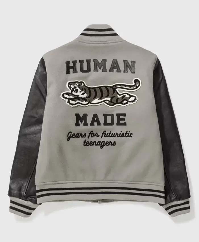 Human Made Grey Letterman Varsity Jacket