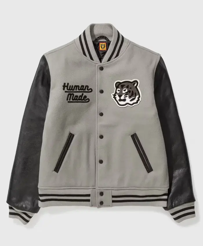 Human Made Grey Letterman Varsity Jacket