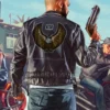 GTA Black Leather MC Eagle Biker Jacket