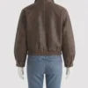 Funnel Neck Leather Bomber Jacket