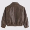 Funnel Neck Leather Bomber Jacket