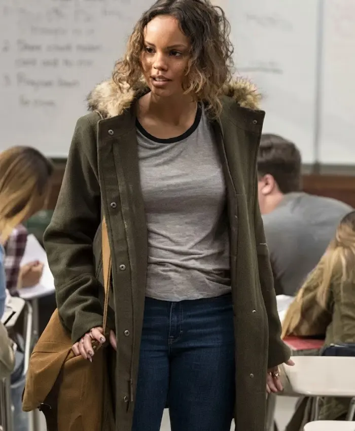 13 Reason Why Jessica Davis Grey Hooded Fur Coat