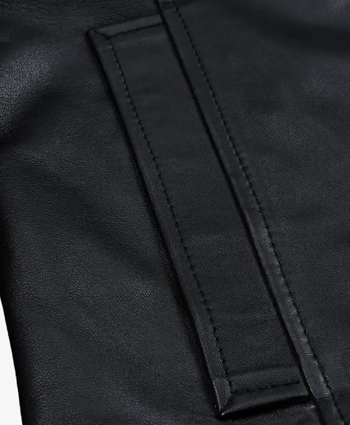Erin Men's Black 3/4-Length Leather Jacket With Cognac Details