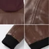 Men's Tall Dark Brown Leather Bomber Jacket With Hood
