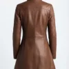 Women’s Cognac Slim Fit Brown Leather Long Coat