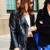 New York City 2026 Hailey Bieber Black Leather Blazer Jacket On Sale