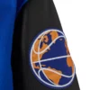 New York Knicks OVO x NBA Blue and Black Full Snap Varsity Jacket Sale
