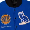 New York Knicks OVO x NBA Full Snap Varsity Jacket