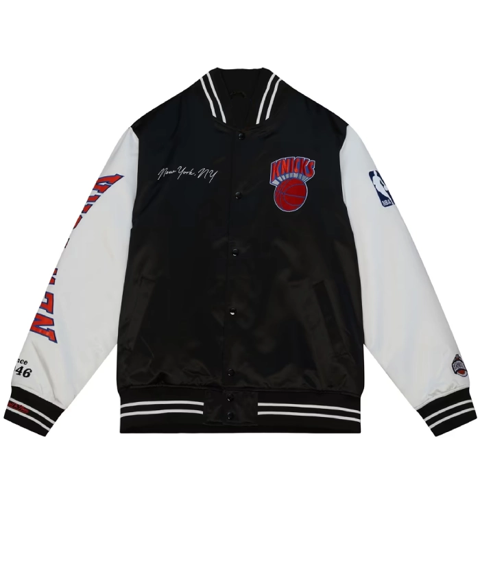 New York Knicks Origins Black and White Varsity Jacket