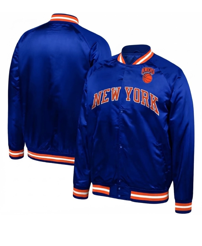 New York Knicks Throwback Wordmark Raglan Blue Jacket
