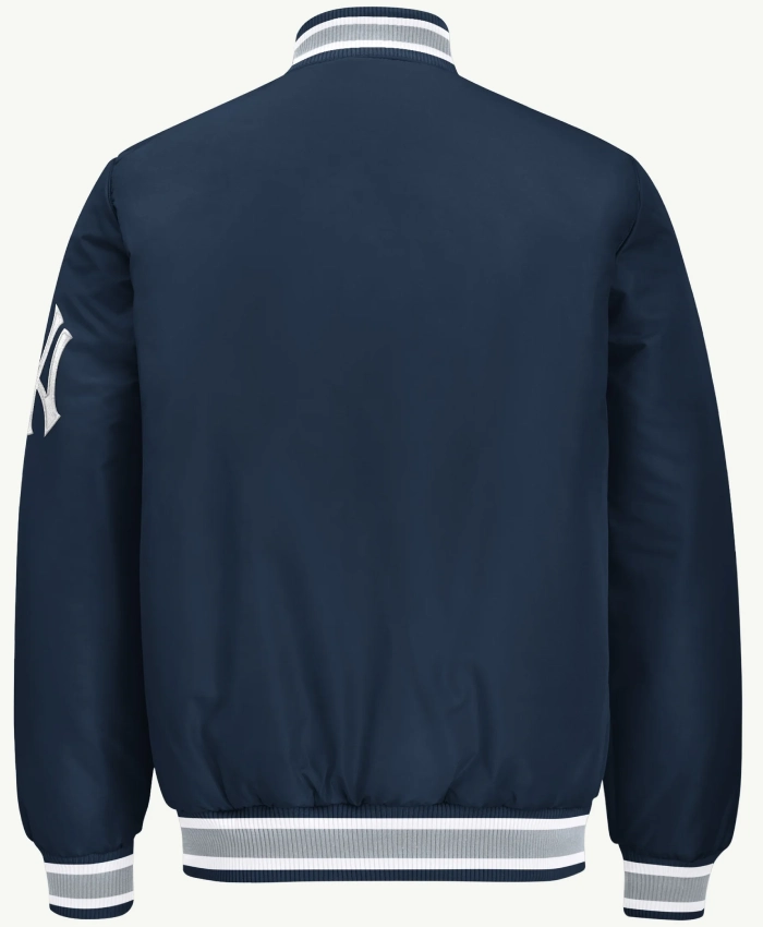 New York Yankees Across Satin Full Snap Varsity Jacket
