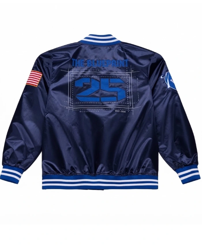 New York Yankees Jay Z The Blueprint Full Snap Navy Satin Jacket Sale