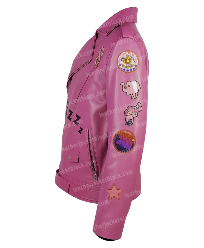 Nicolas Cage Pink Motorcycle Real Leather Jacket - Image 4