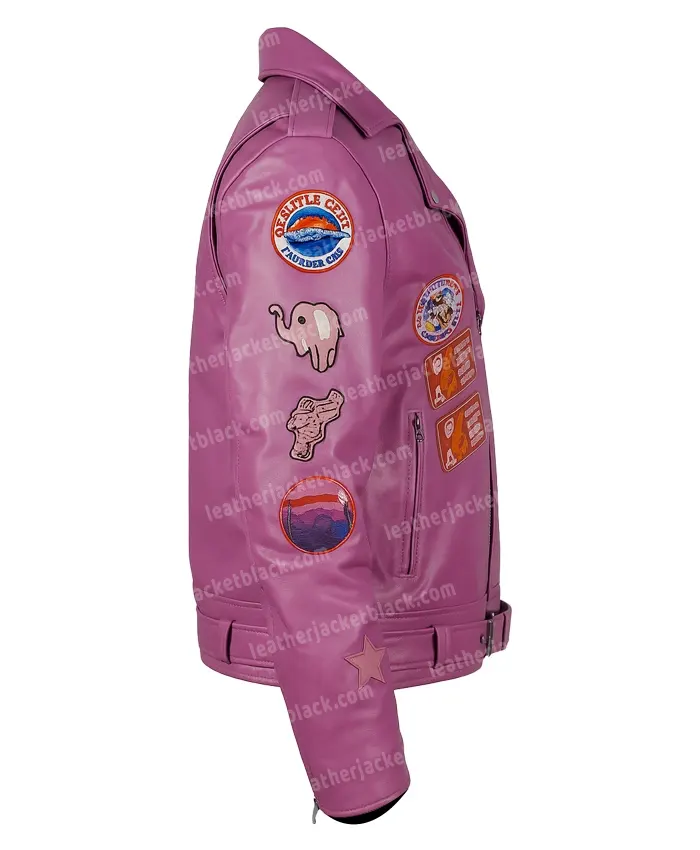 Nicolas Cage Pink Motorcycle Real Leather Jacket - Image 3