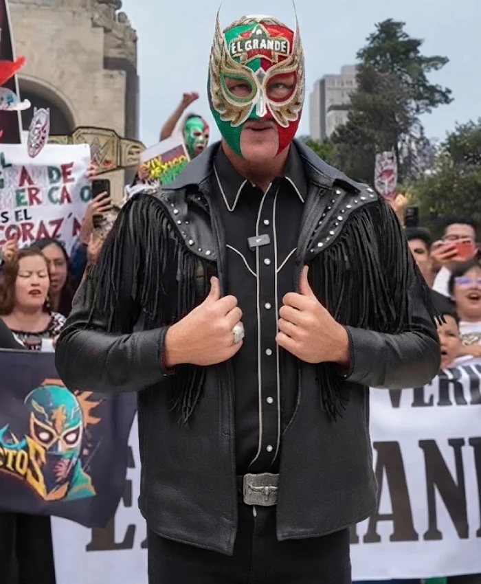 Night Before AAA Mega Championship Mexico City Crowd Rally 2026 El Grande Americano Black Fringe Jacket