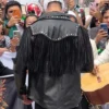 Night Before AAA Mega Championship Mexico City Crowd Rally 2026 El Grande Americano Black Leather Fringe Jacket