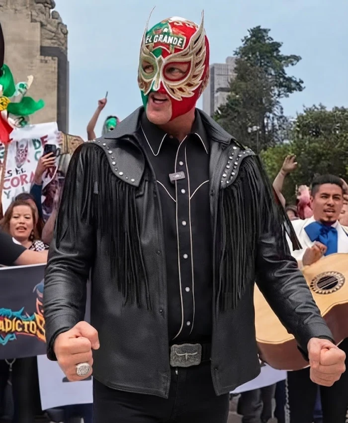 Night Before AAA Mega Championship Mexico City Crowd Rally 2026 El Grande Americano Black Leather Jacket