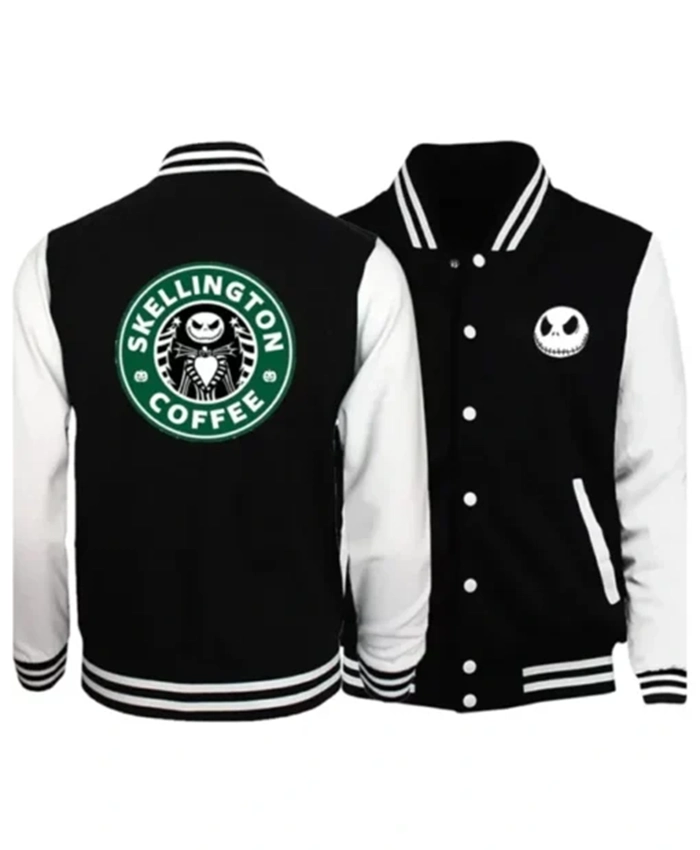 Nightmare Before Christmas Skellington Coffee Varsity Jacket