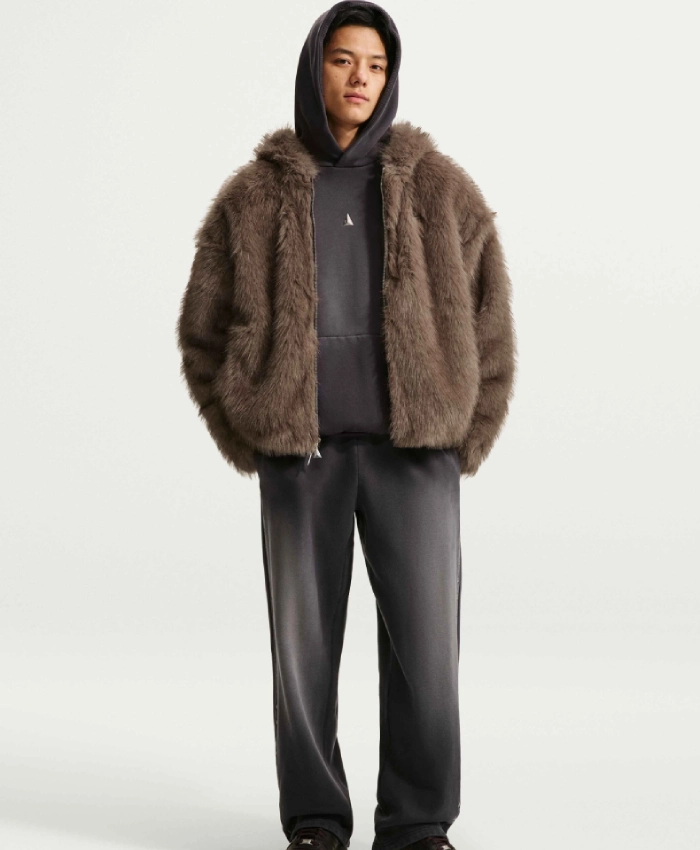 Nike Morants Brown Fur Hooded Jacket For Men and Women