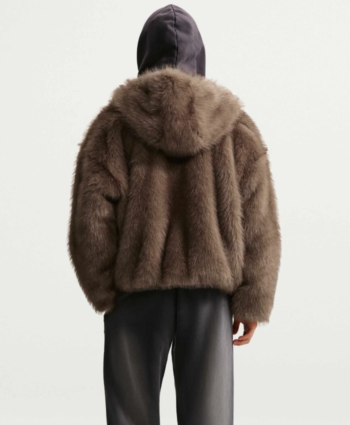 Nike Morants Brown Fur Hooded Jacket For Men