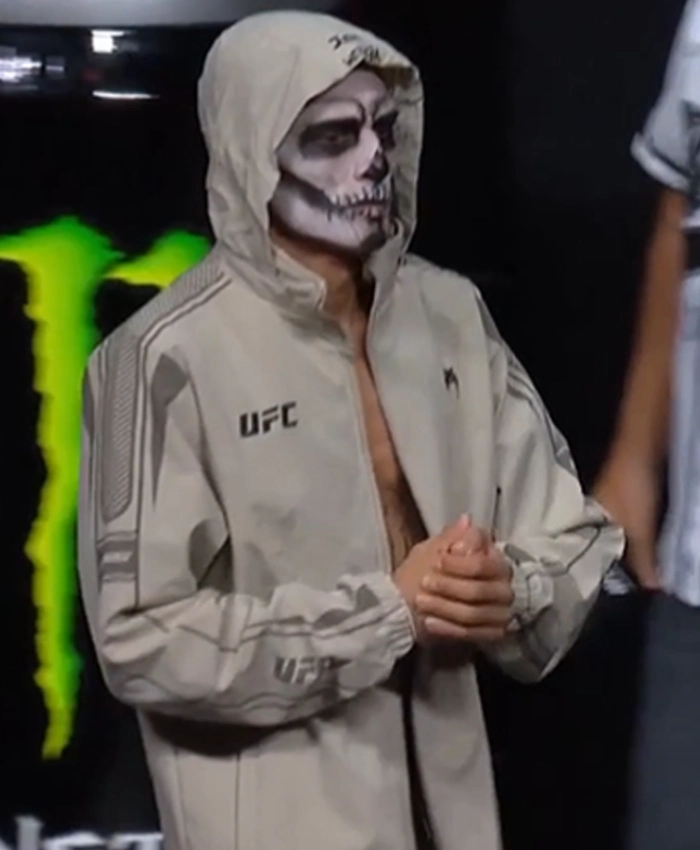 Noche UFC Ceremonial Weigh In Edgar Chairez Venum UFC Unity Fight Week Tan Zip Up Jacket