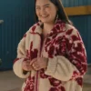 North Of North Anna Lambe Red Floral Sherpa Fleece Jacket For Sale 