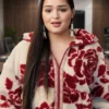 North Of North Season 02 Anna Lambe Red Floral Fleece Jacket For Sale