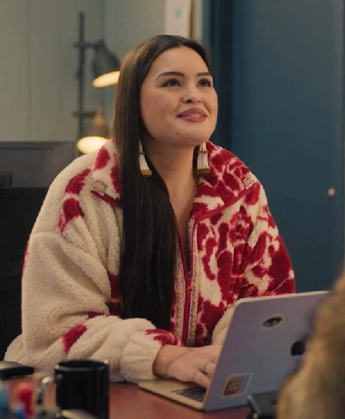 North Of North Season 02 Anna Lambe Red Floral Sherpa Fleece Jacket