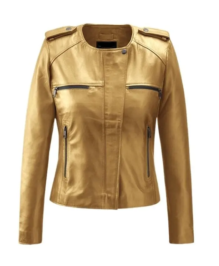 Now You See Me 2 Lula Collarless Golden Leather Jacket