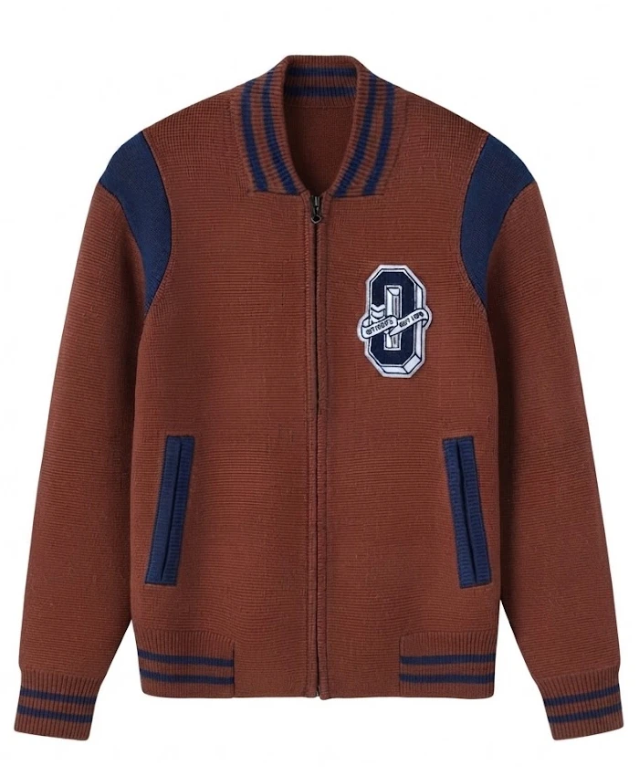OVO Cardigan Brown Wool Varsity Jacket